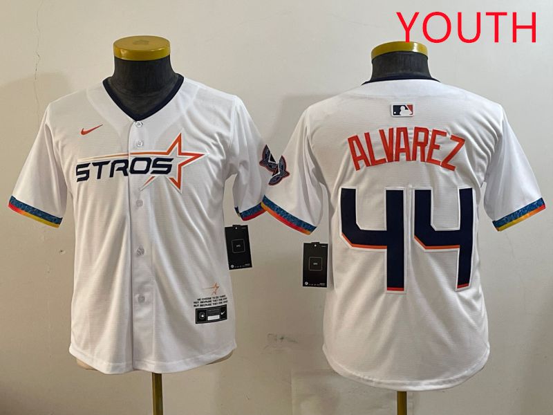 Youth Houston Astros #44 Alvarez White Fourth generation Joint Name 2025 Nike MLB Jersey style 1